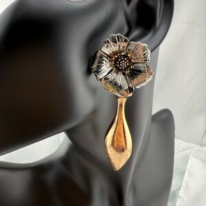 New! Zara  Gold and Silver Floral Drop Earrings